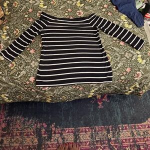 LOFT black and White Striped Top